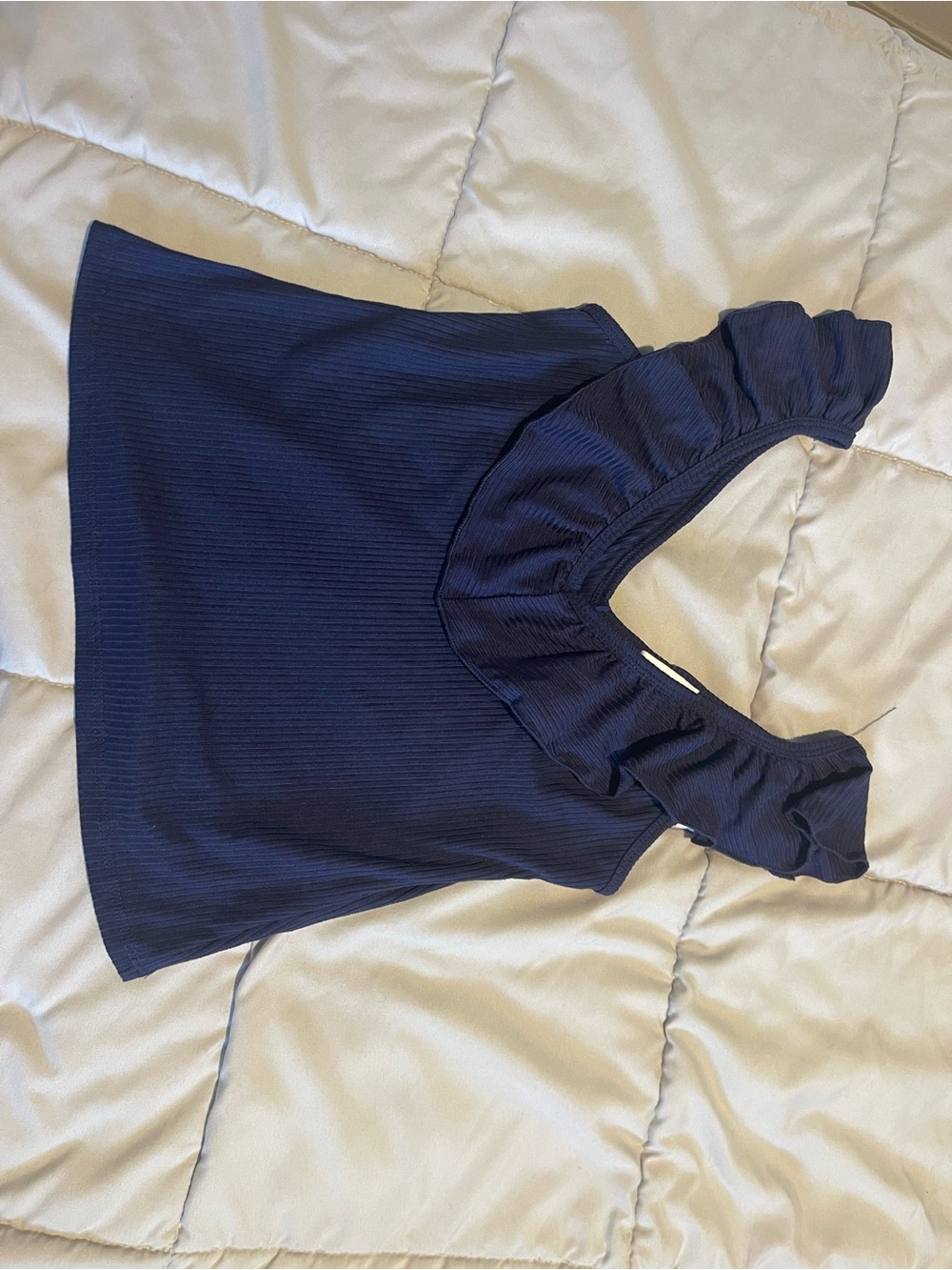 Socialite Navy One-Shoulder Ruffle Tank Top - Picture 1 of 3